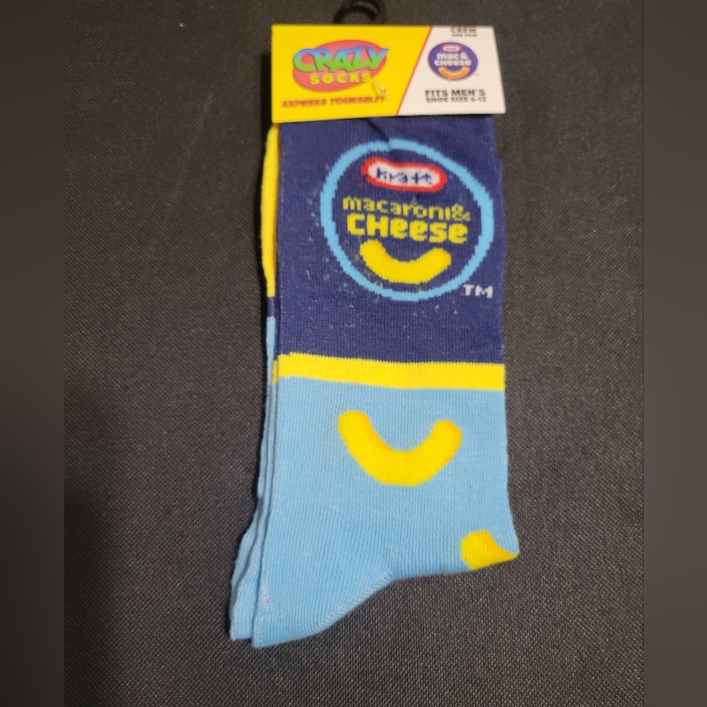 Kraft Macaroni and Cheese Mac N Cheese Crew Socks Crazy Socks cheesy.  NEW